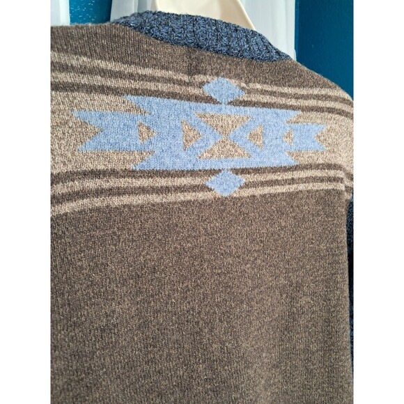 Woolrich Zip Up Sweater Womens Size Large Aztec Blue Brown Aztech Lambs Wool - Picture 6 of 11